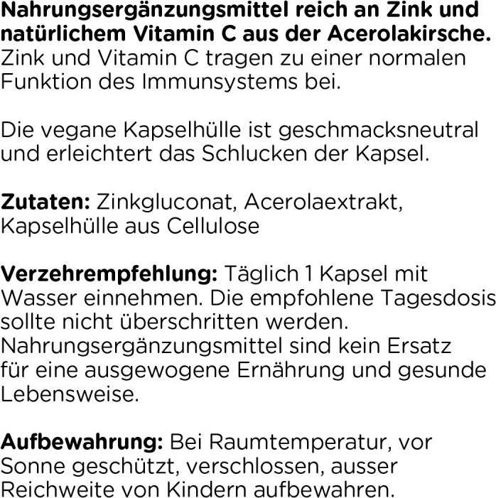 Nährwerte und Zutaten Kanela Zinkvital Kapseln (100 Stk) (100 Stück, Kapseln)