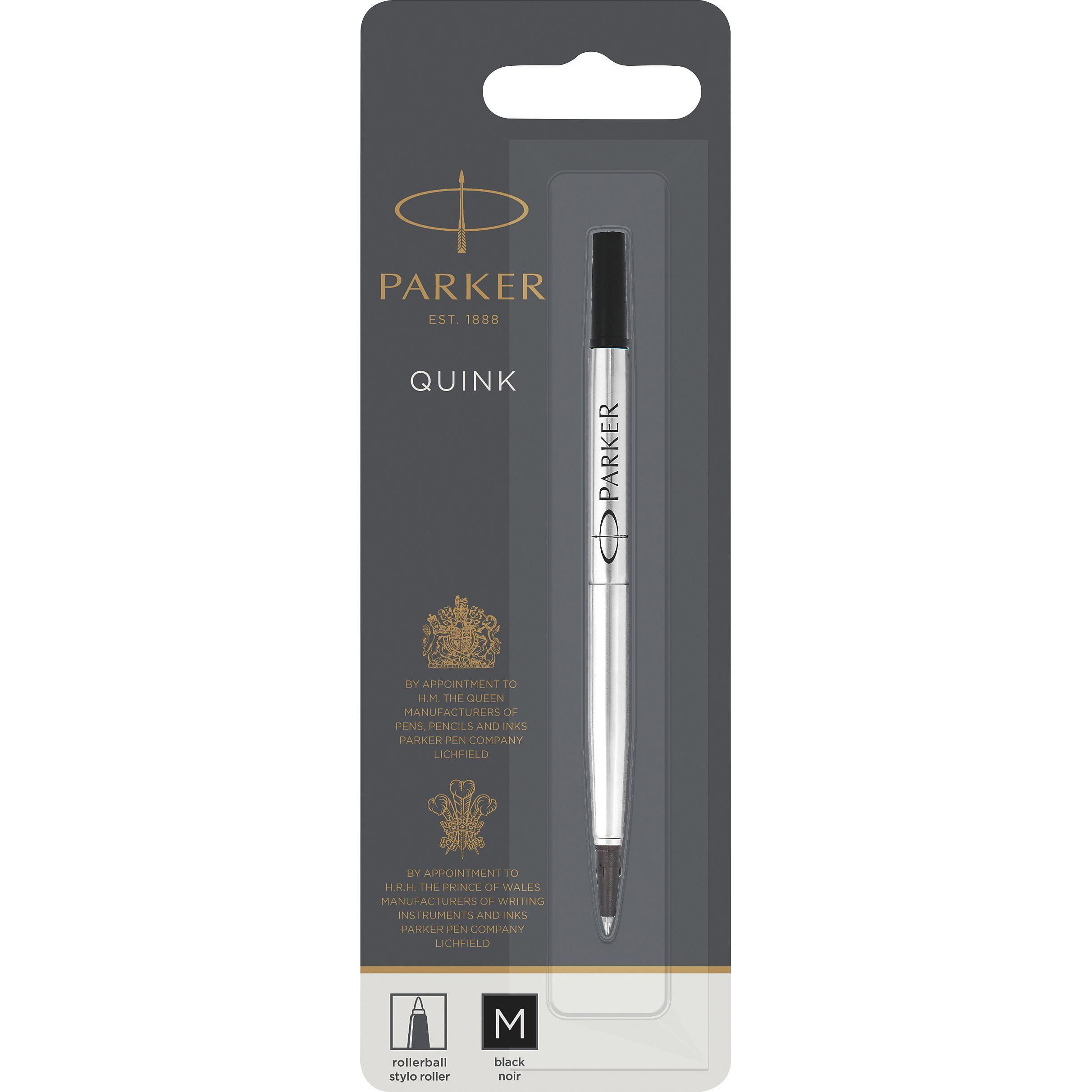 Parker Pen, Ersatzpatrone, Ersatzmine für Kugelschreiber (Gelmine, Schwarz, 0.70 mm)