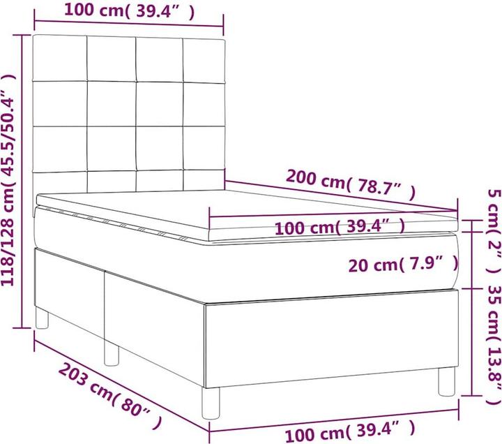 Produktbild vidaXL Boxspringbett (100 x 200 cm)