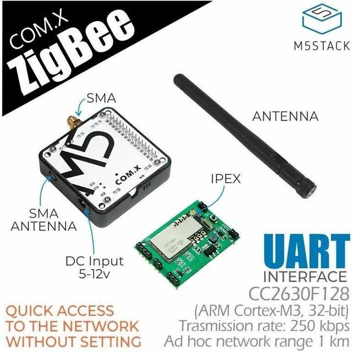 Produktbild M5Stack ZigBee Modul CC2630F128 mit Antenne