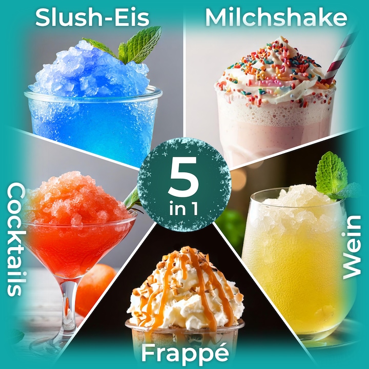 Produktbild KLAMER Slush Maschine, mit 5 voreingestellten Programmen: Slushie, Cocktail, Milchshake, Frappé…