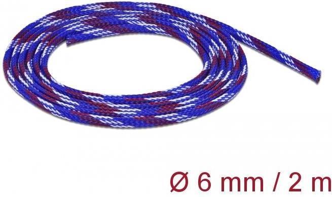 Image du produit Delock Gaine tressée extensible 2 m x 6 mm bleu-rouge-blanc (Gaines pour câbles, 200 cm)