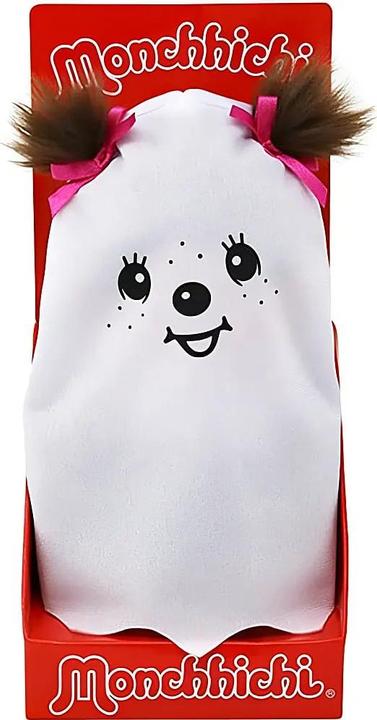Actual product image Monchhichi Sekiguchi 242092 Original Girl "Friendly Ghost", plush figure with white flutter cape and (20 cm)