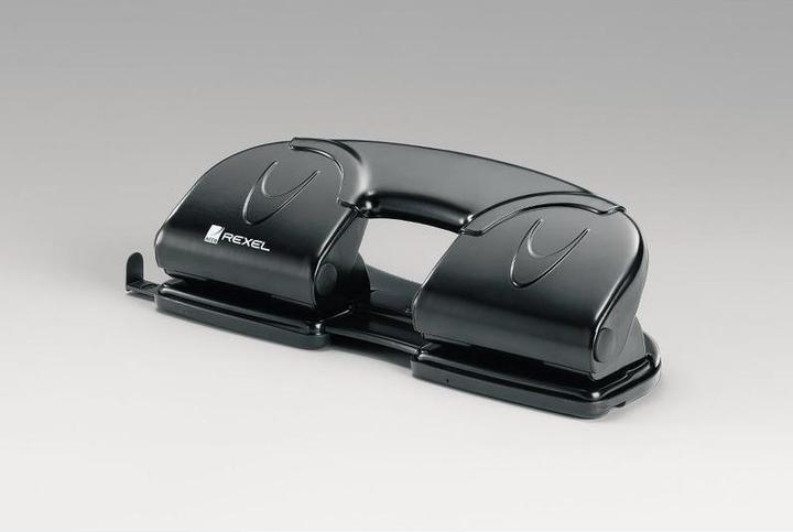 Produktbild Rexel Vierfachlocher V412, Stanzleistung: 12 Blatt, schwarz aus Metall, mit 80 mm Lochung, mit Anschlagsch