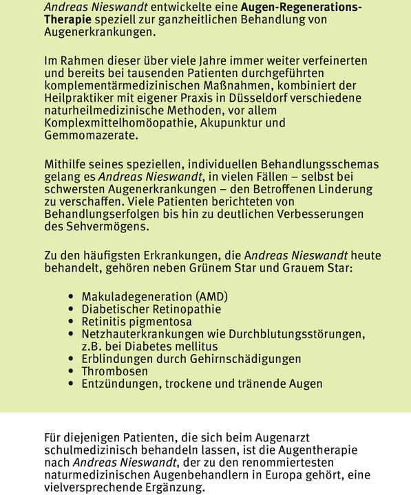 Produktbild Grüner Star - Grauer Star - Trockenes Auge (Deutsch, Andreas Nieswandt, 2024)