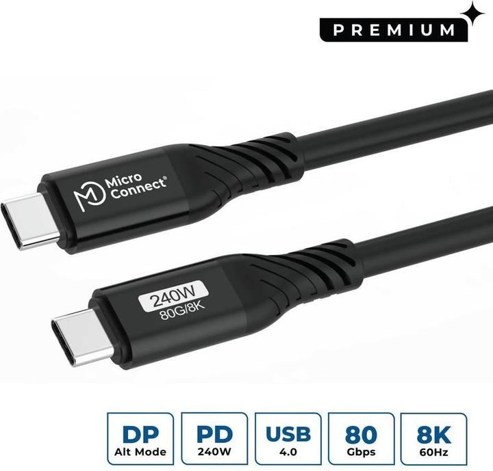 Produktbild MicroConnect Premium USB4 Gen 4 USB-C (1 m, USB 4, 240 W)