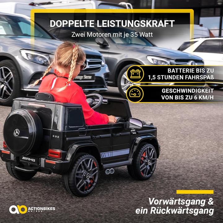 Produktbild Actionbikes Motors Kinder-Elektroauto Mercedes AMG G63 W463 Kinderauto Kinderfahrzeug Elektro SUV (Schwarz) (12 V)