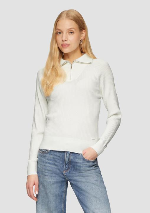 Produktbild S.Oliver Strickpullover Schmaler Pullover mit Troyer-Kragen (XL)