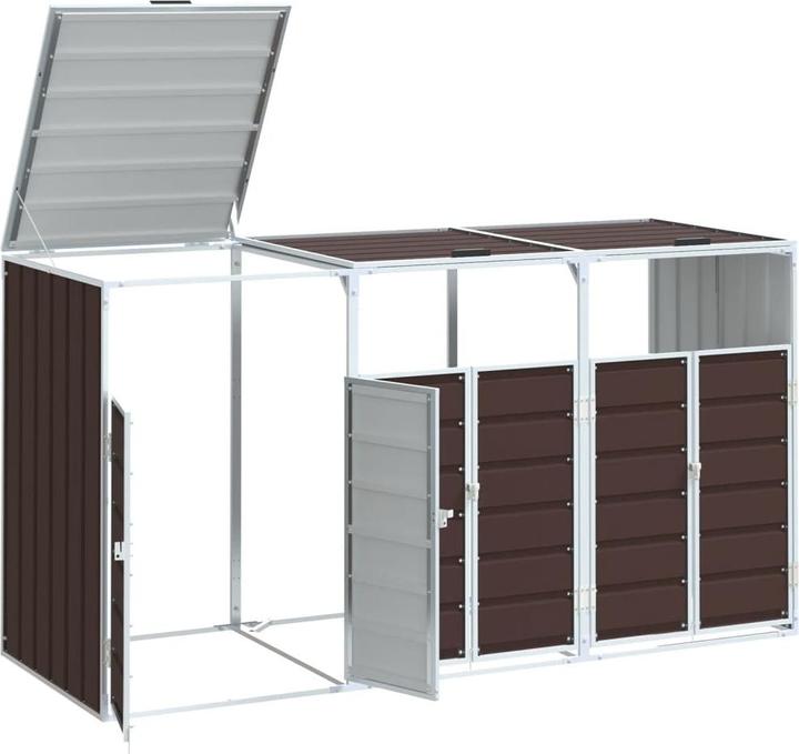 Image du produit vidaXL Abri pour poubelles 3 tonnes brun 216x81x115 cm acier