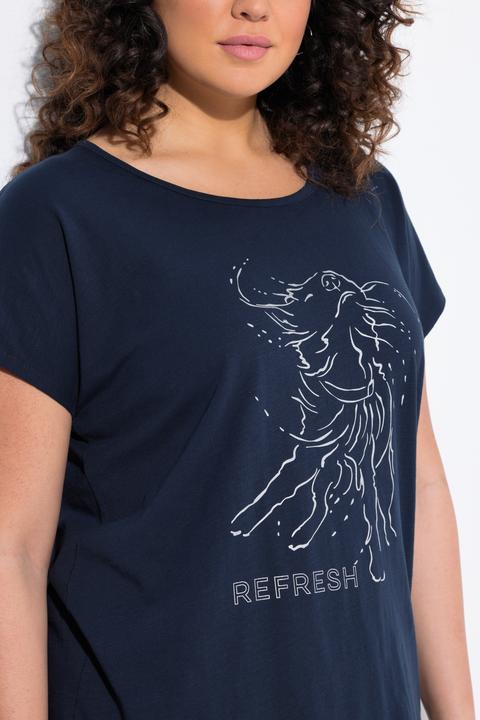 Produktbild Ulla Popken T-Shirt, Metallic-Tiermotiv, Oversized, Rundhals, Halbarm (54)