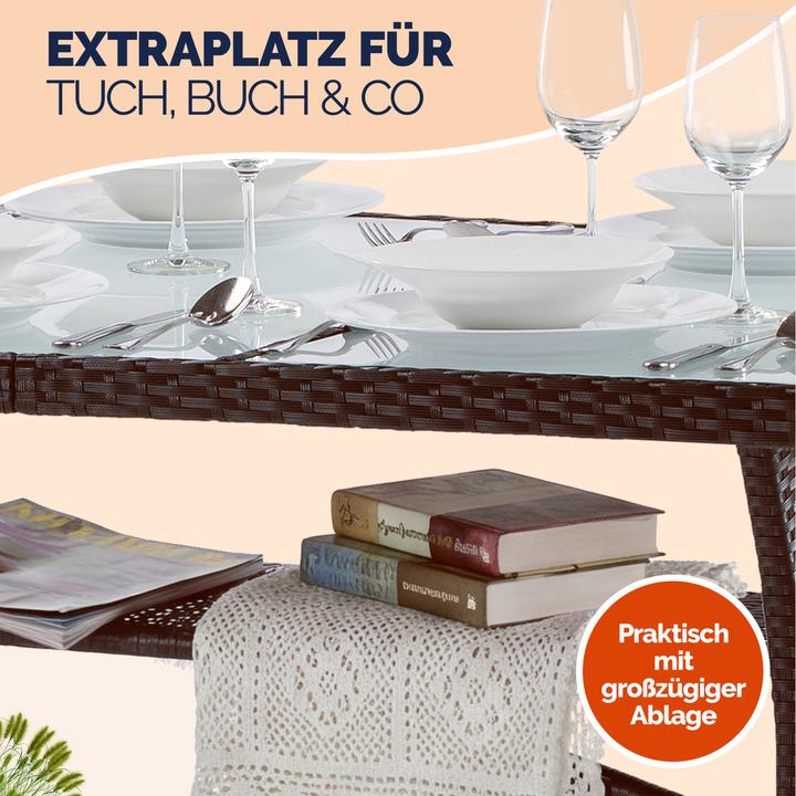 Produktbild Casaria Polyrattan Gartentisch Glas (190 x 90 x 74 cm)