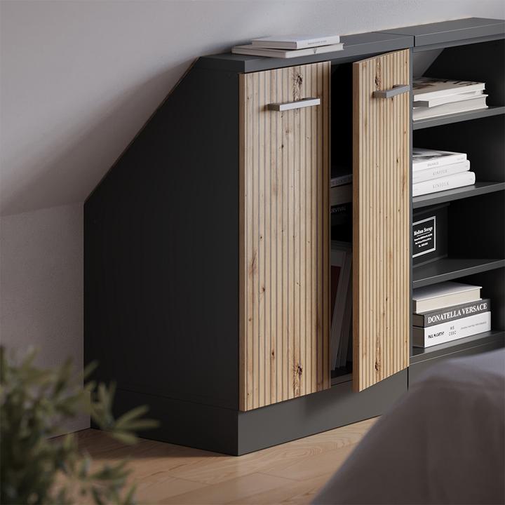 Produktbild Vichy Dachschrägenschrank Rion, Artisan Eiche/Anthrazit/Anthrazit, mit 2 Türen (46 x 46 x 81.60 cm)