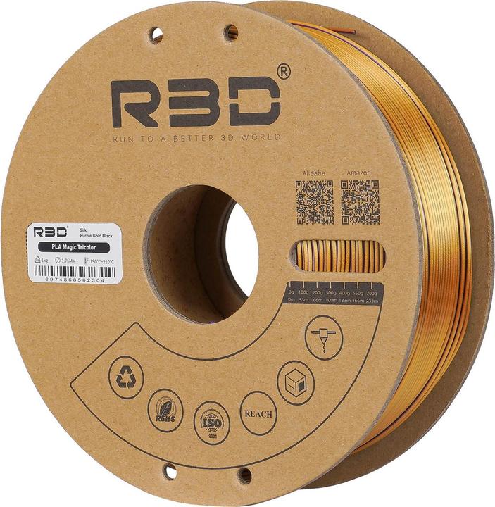 Produktbild R3D eSilk Mystic-PLA Schwarz-Gold-Purple Filament 1.75mm 1Kg (PLA, 1.75 mm, 1000 g)