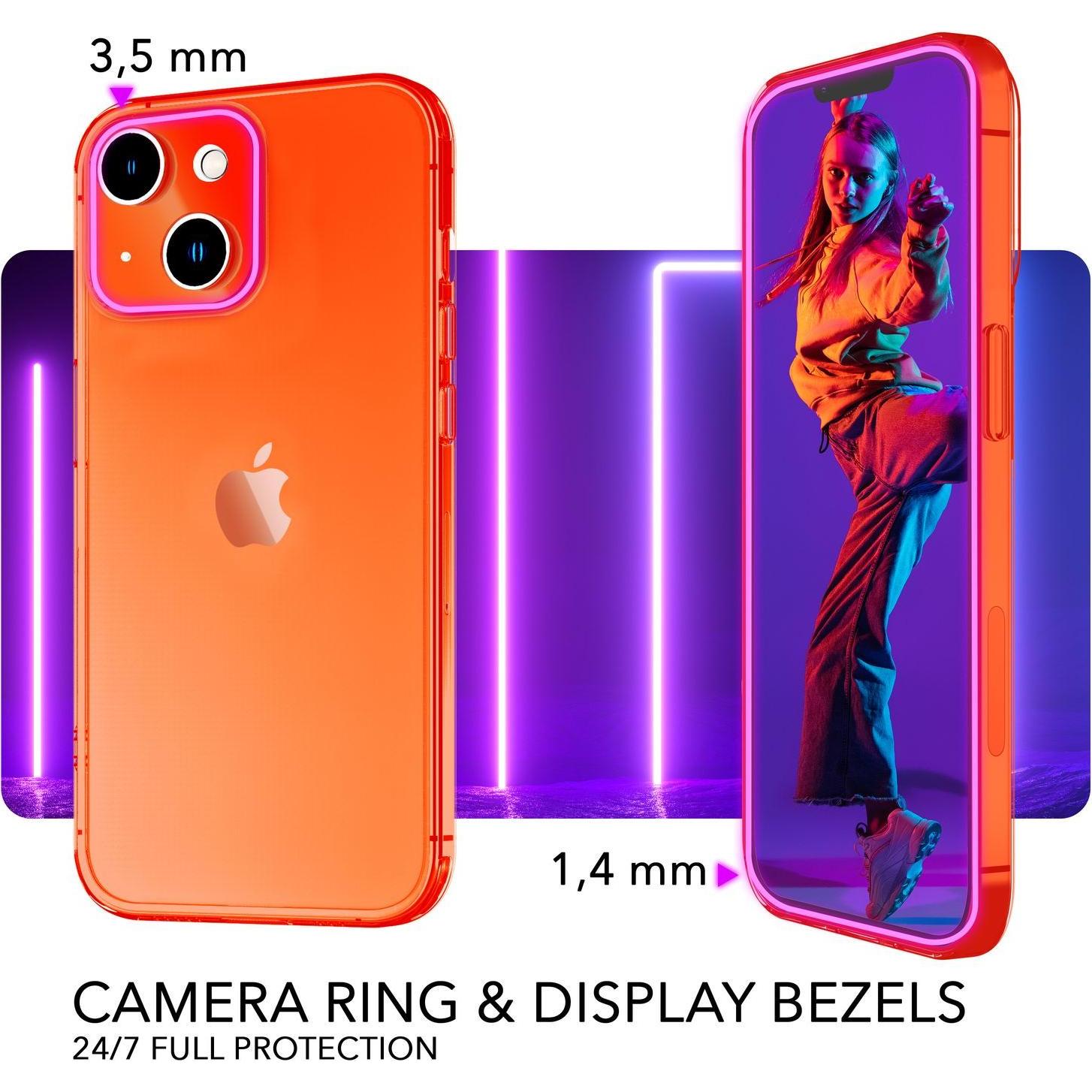 Thumbnail - Nalia Klar Transparente Neon Silikon Hülle (Apple iPhone 14 Plus), Smartphone Hülle, Orange