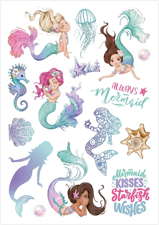 Produktbild Papierdrachen Metallic Tattoos – Meerjungfrauen