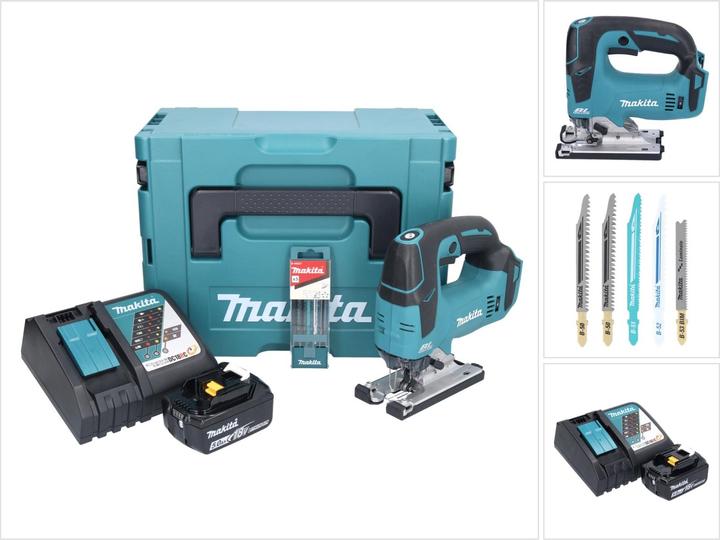 Makita DJV 182 RT1J Accudecoupeerzaag 18 V Brushless + 1x accu 5,0 Ah + lader + 5 decoupeerzaagjes