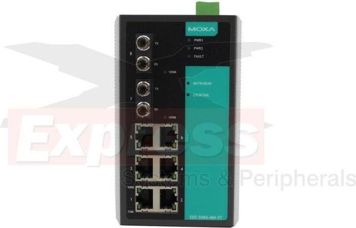 Produktbild Moxa EDS-508A-MM-ST - Verwalteter Ethernet-Switch mit 6 10100BaseT(X)-Ports, 2 100BaseFX-Multimode-Ports (8 Ports)