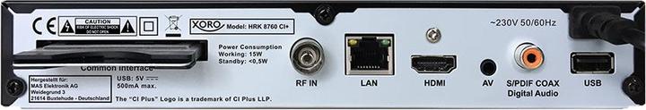 Actual product image Xoro HRK 8760 (DVB-C, CI+ slot)