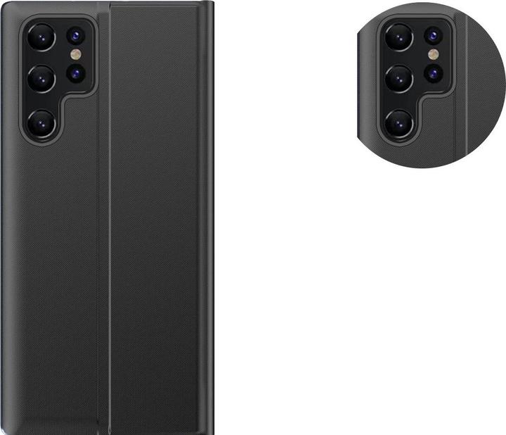 Actual product image Hurtel New Sleep View Case with Flap - Black (Samsung Galaxy S24 Ultra)