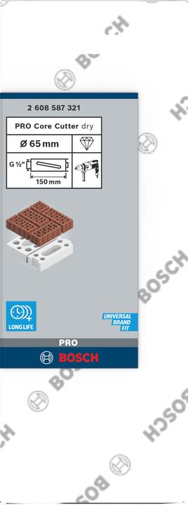 Immagine prodotto Bosch Professional Zubehör PRO Core Cutter asciutto, 65 x 150 mm, G 1/2 pollici (65 mm)