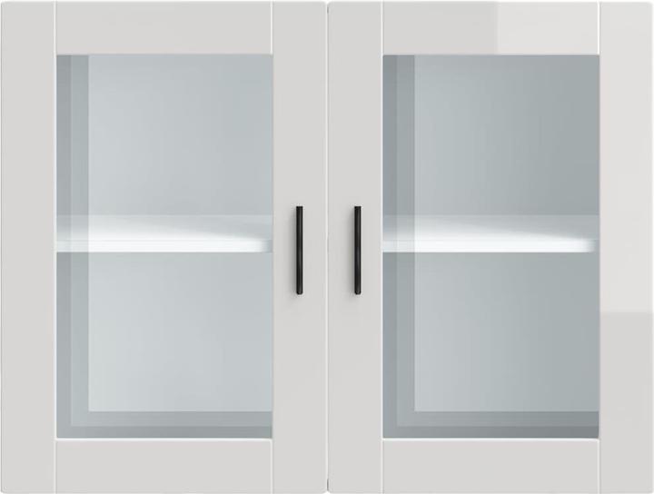 Image du produit VidaXL Armoire suspendue de cuisine avec porte en verre Porto blanc brillant Armoire murale de cuisine (80 x 31 x 60 cm)