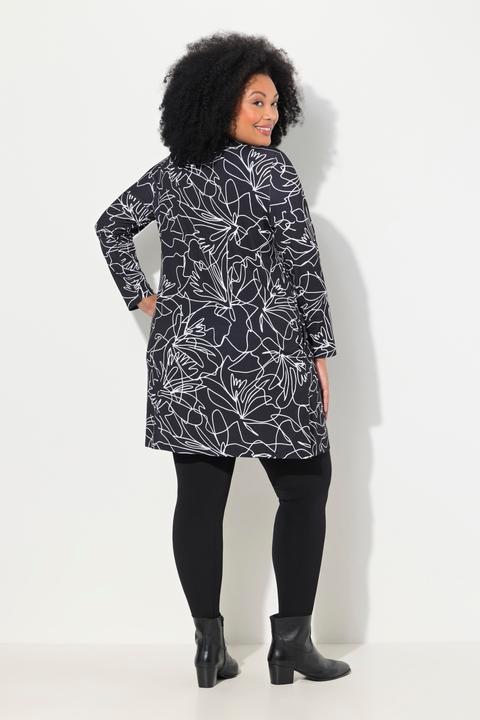 Actual product image Ulla Popken Matte Jersey Flower Silhouette Open Shape Jacket (62)