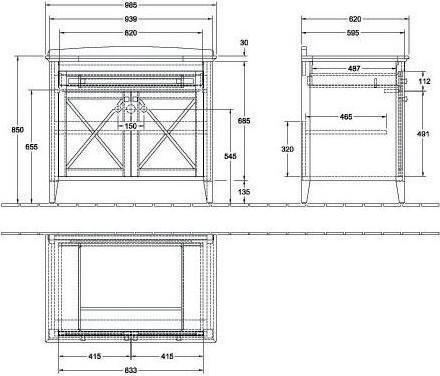 Produktbild Villeroy & Boch V&B Waschtischunterschrank HOMMAGE 985x850x620mm m Einb.WT 7102 63 we cplus