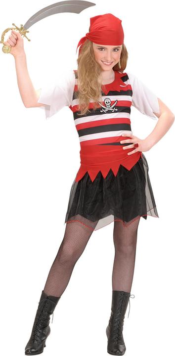 Widmann Piratenkostüm Mädchen mit Kleid, Gürtel, Kopftuch (128)