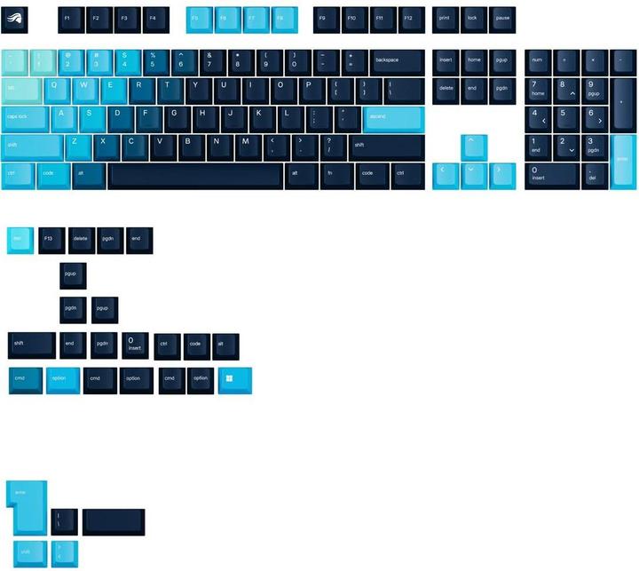 Actual product image Glorious GPBT Gradient Keycaps, ANSI Layout (US), PBT, Dye-Sub - Celestial Ice
