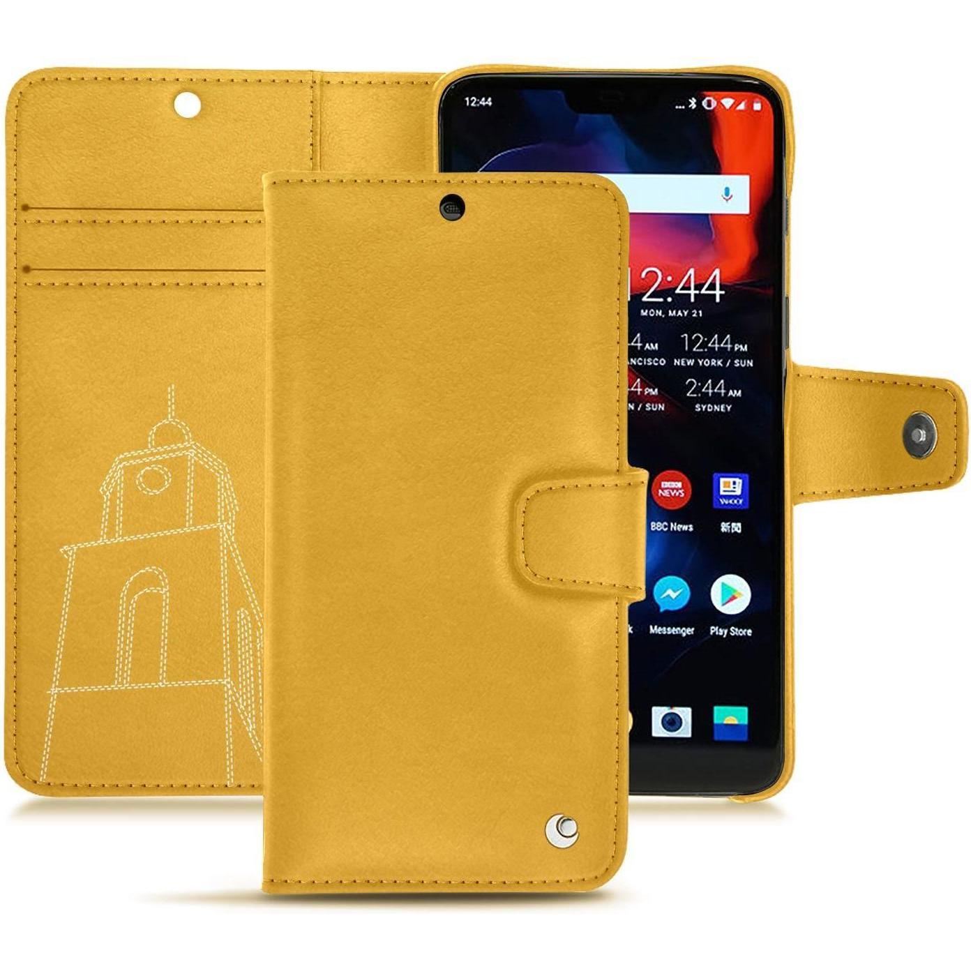 Noreve Lederschutzhülle Wallet (OnePlus 6), Smartphone Hülle, Gelb