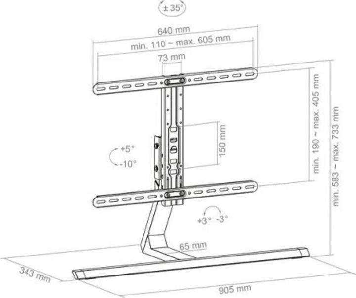 Image du produit Hagor 8701 Support TV (75 pouces) (40 kg, 55" - 75")