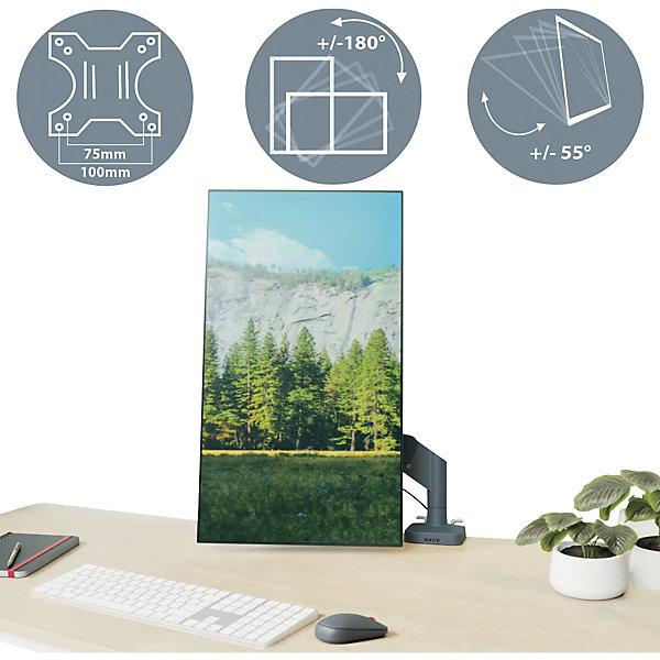 Productafbeelding Leitz Schermsteun 2 monitoren fluweelgrijs (Tabel, 32")