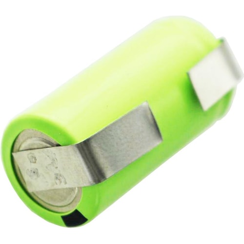 AccuCell Akku 2/3AA mit Lötfahne U-Form (1 Stk., 2/3 AA, 650 mAh, Akku), Akku Ladegerät