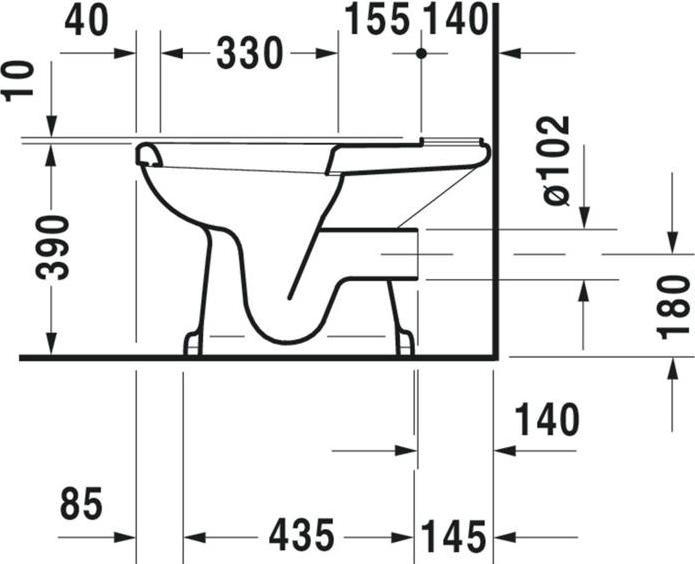Produktbild Duravit Stand-WC 1930 tief, 355x665mm Abgang waagrecht weiss WG