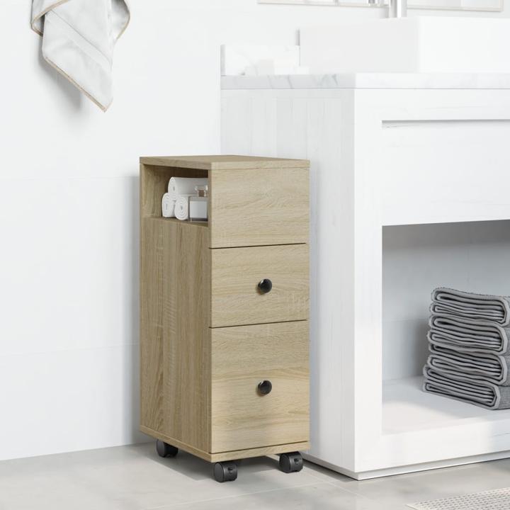 Image du produit vidaXL Armoire de salle de bain étroite avec roulettes