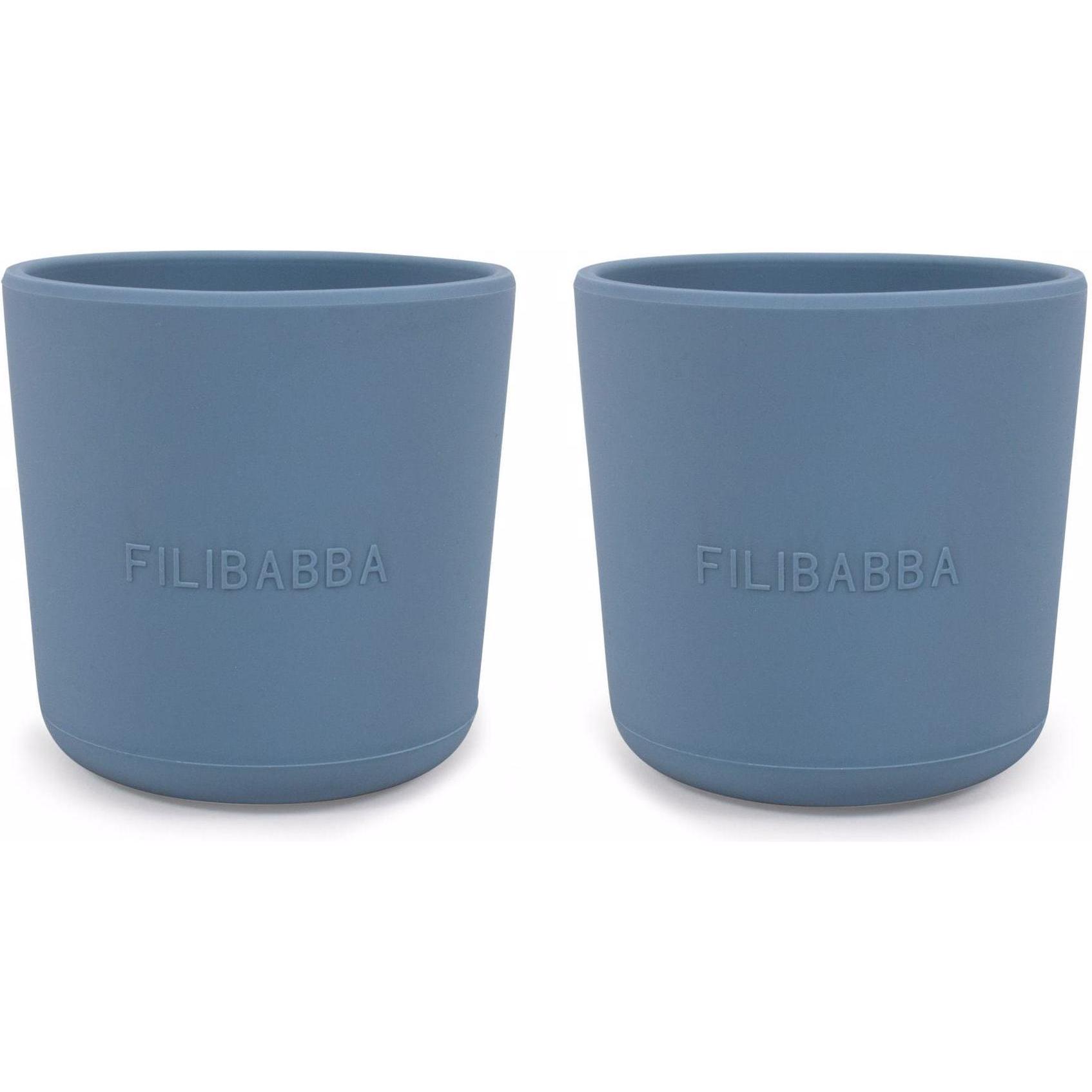 Filibabba, Kindergeschirr + Kinderbesteck, Silikon becher 2er-Pack - Powder Blue