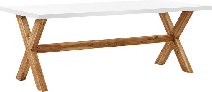 Produktbild Beliani Gartenmöbel Set Faserzement 200 x 100 cm 6-Sitzer Stühle weiss / schwarz OLBIA (200 cm)