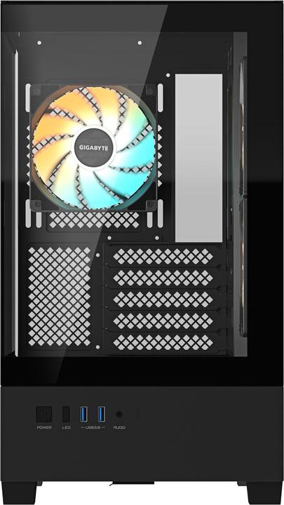 Actual product image Gigabyte case GB-C201P - Mid tower - 2xUSB 3.0 - 3x 120mm ARGB Fan - black (mATX, Mini-ITX)