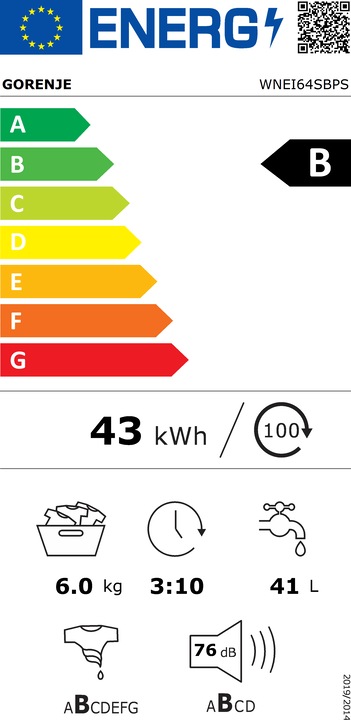 Energie-Label Gorenje WNEI64SBPS (6 kg, Links)