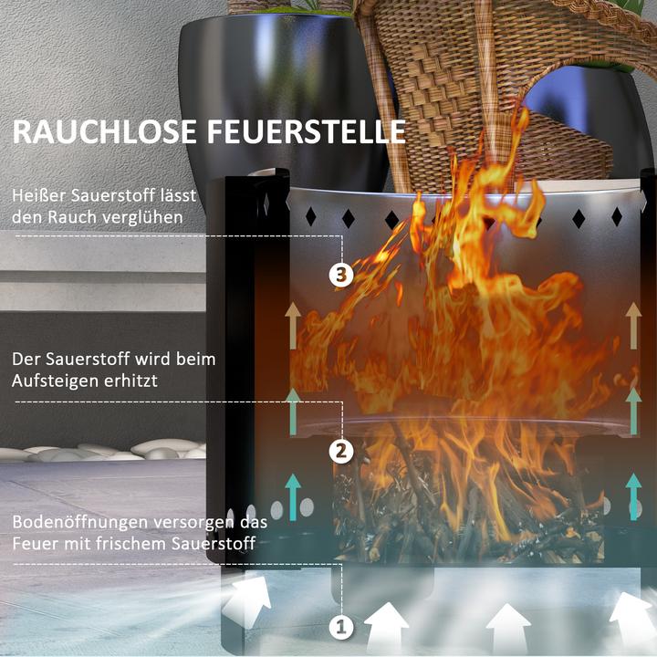 Produktbild Outsunny Feuerschale Metall, Edelstahl Schwarz (45 cm)