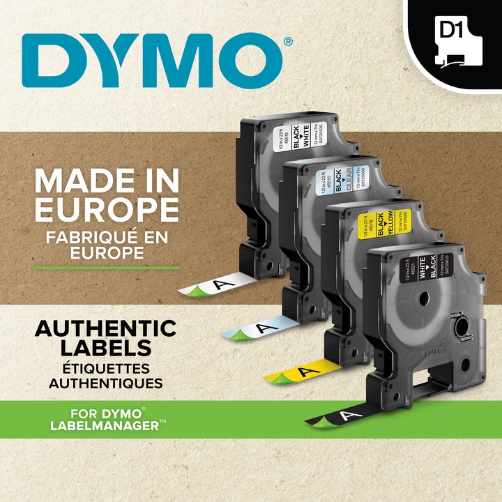 Produktbild Dymo S0720680 Standardband (0.90 cm, Schwarz, Weiss)