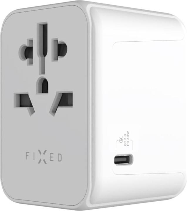 Actual product image Fixed Voyager 30W travel adapter for EU, UK and USA/AUS, with 1xUSB-C and 2xUSB output, GaN, PD 30W, white