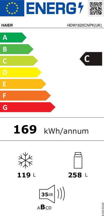 Label énergétique Haier HDW1620CNPK (377 l)