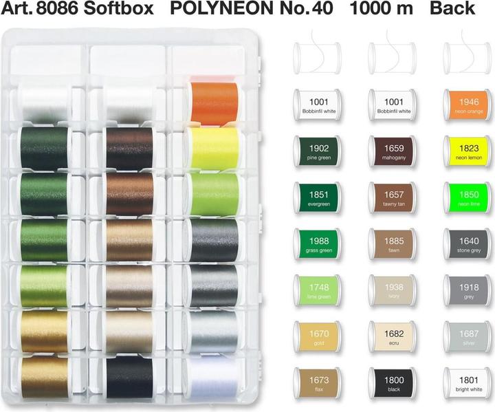 Image du produit Madeira Fil à broder Polyneon 40 valise (1000 m)