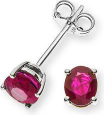 Image du produit Natsumi Schmuck Boucles d'oreilles 4 poignées en or blanc 18K/750 2 rubis 0.96CT (Or blanc 750/18 K)