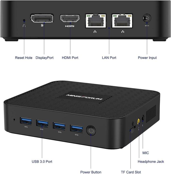 Immagine prodotto Minisforum GK41 Mini-PC (Celeron J4125, 8GB Ram, 128GB SSD) (Intel Celeron J4125, 8 GB, 128 GB, Grafica Intel UHD, UHD Graphics 600)