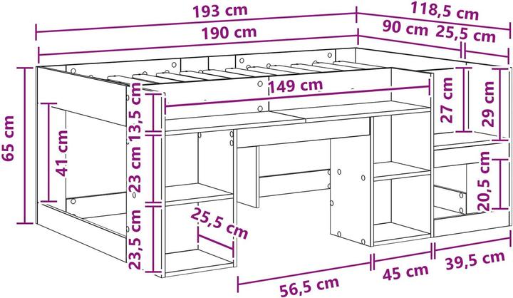 Produktbild vidaXL Bettrahmen (90 x 190 cm)