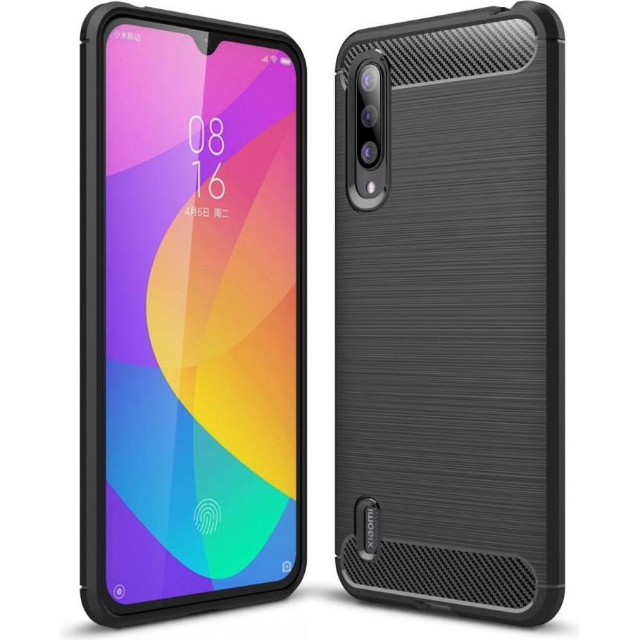 Screenguard Xiaomi Mi 9 Lite Hülle Carbon Brushed Soft TPU (Xiaomi Mi 9 Lite), Smartphone Hülle, Schwarz