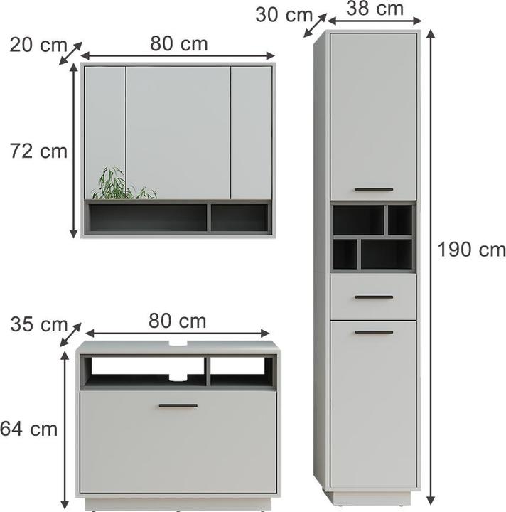 Actual product image Vicco Beatrice with tall unit