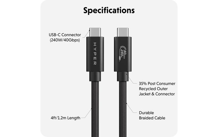 Image du produit Targus Câble de performance HyperDrive USB4 (1.20 m, 240 W)